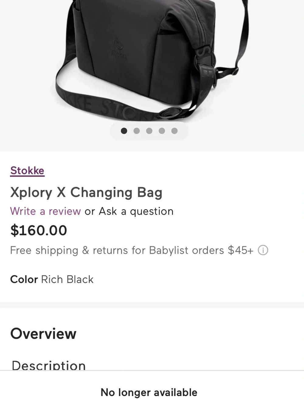 Stokke Black Baby Bag - Sleek Everyday Nappy Organizer